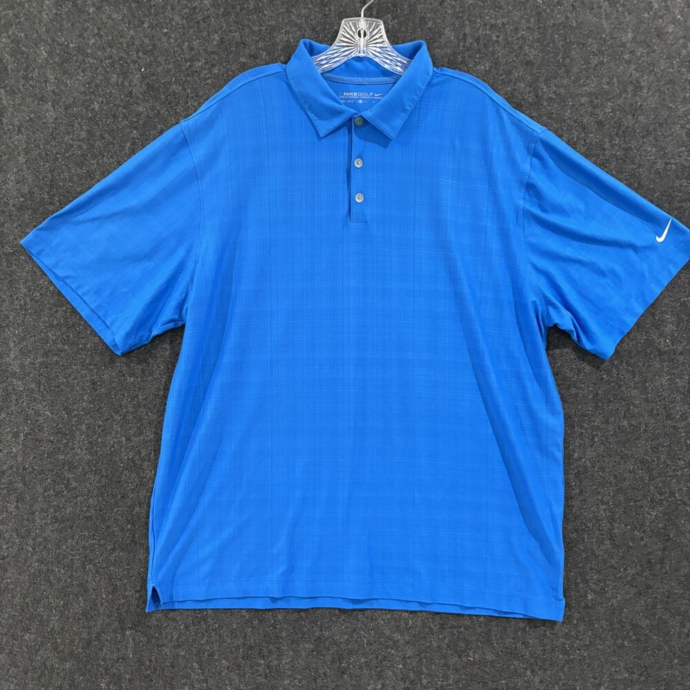 Nike Golf Polo Shirt Men's Extra Large Blue Dri-Fit Athletic Stretch Causal